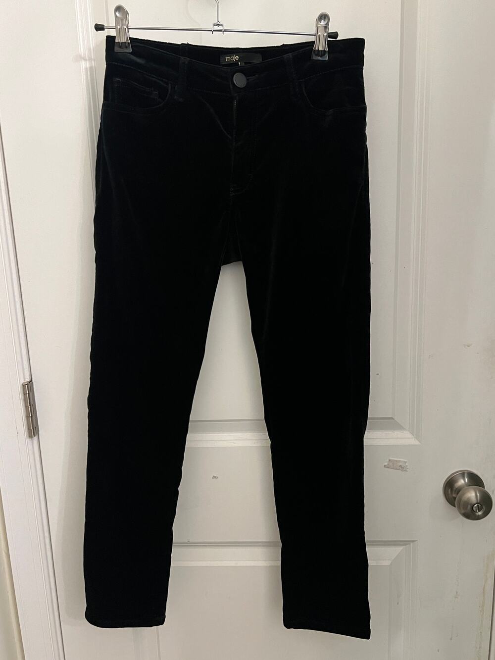 Maje Valvet Skinny crop Low rise pants 34 Black gothic romantic Indie sleuth
